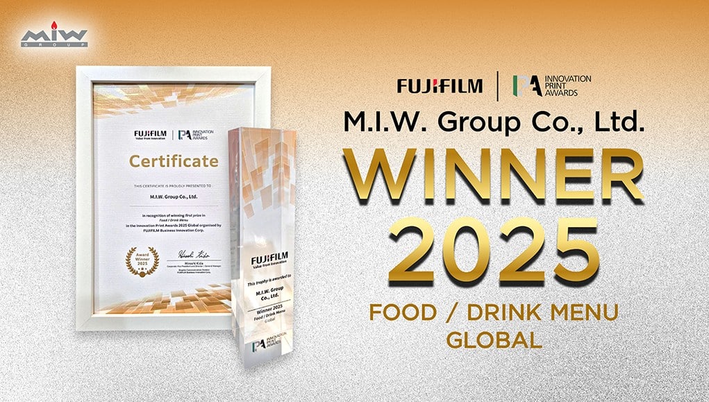 Website MIWGroup Innovation Print Awards 2025 1 เอ็ม.ไอ.ดับบลิว.กรุ๊ป (M.I.W. Group) คว้าชัยเวทีโลก! รับรางวัล Innovation Print Awards 2025 สาขาเมนูอาหารยอดเยี่ยม ตอกย้ำความเป็นเลิศด้านงานพิมพ์ดิจิทัล