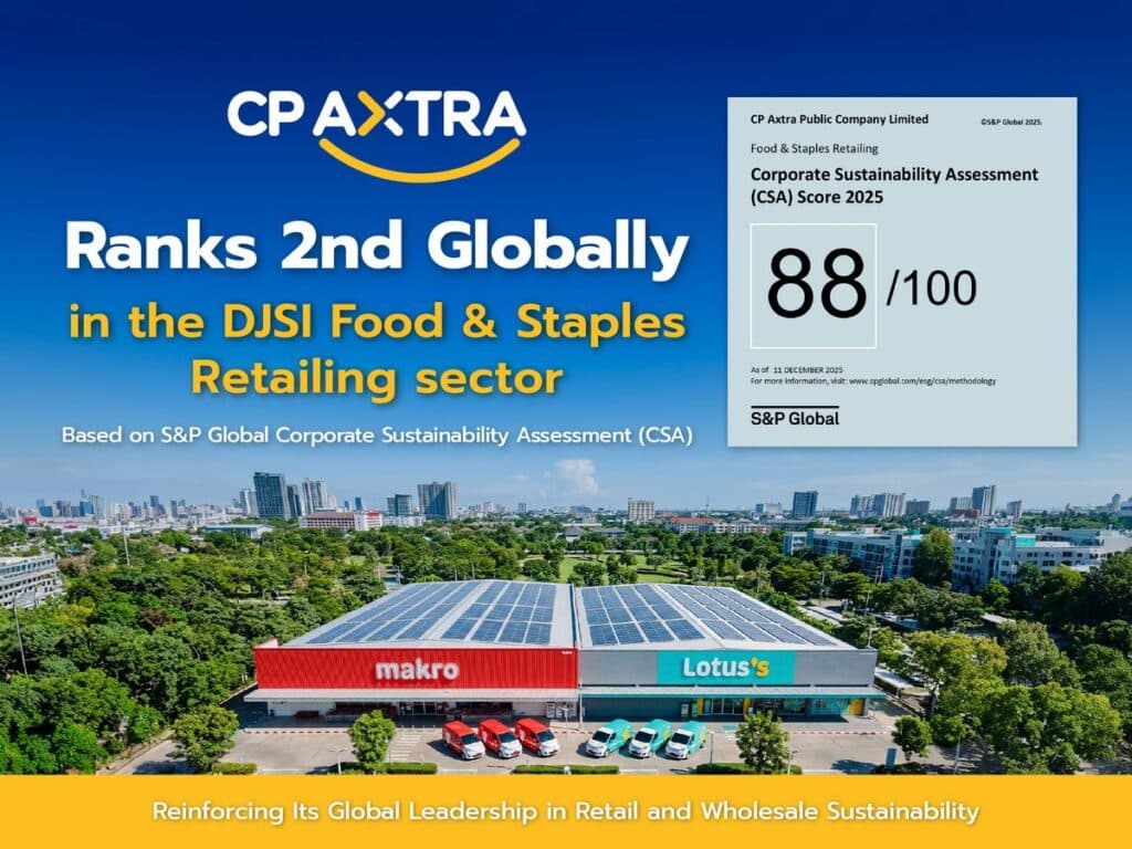 MAY PR 2026 01 07 183658 CP AXTRA Achieves 88/100 DJSI Sustainability Score Ranks 2nd Globally in the Food & Staples Retailing Sector, Reinforcing Its Global Leadership in Retail and Wholesale Sustainability