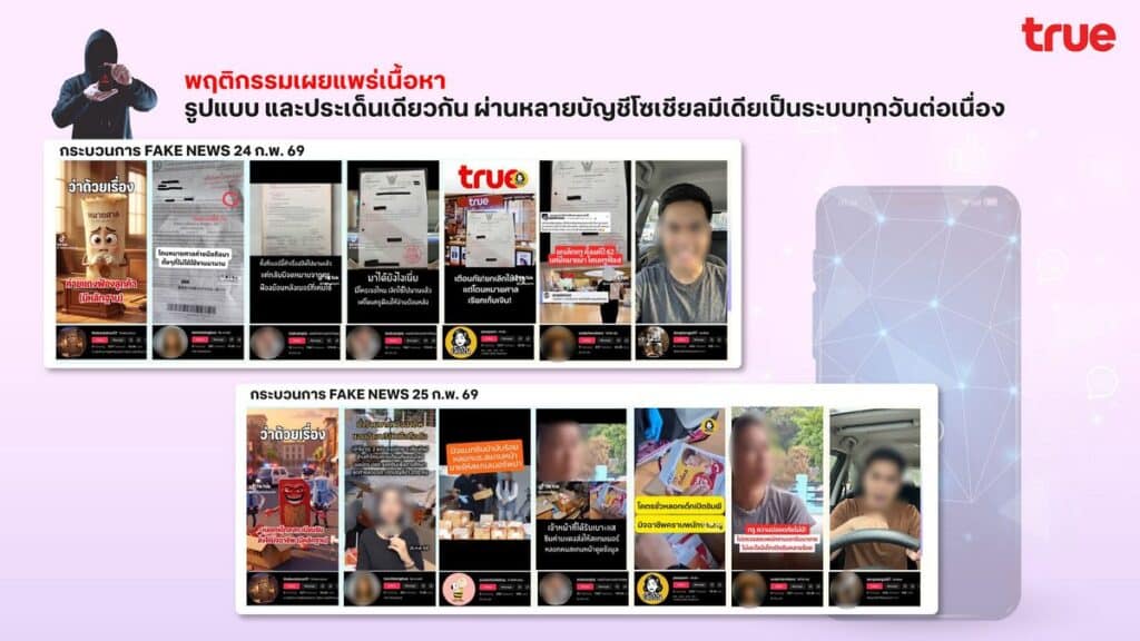 MAY PR 2026 02 27 165347 ทรูเอาจริง ล่าตัวมือป่วนบนโซเชียล!  เข้าแจ้งความตำรวจไซเบอร์ (บช.สอท.1) ดำเนินคดีกลุ่มบัญชีโซเชียลสร้างเฟคนิวส์ ใช้ AI ผลิตภาพบิดเบือน ให้ข้อมูลเท็จสร้างความเข้าใจผิดกระทบต่อความเชื่อมั่นของสาธารณะ พร้อมส่งมอบหลักฐานเร่งขยายผลเอาผิดผู้กระทำผิดถึงที่สุด  