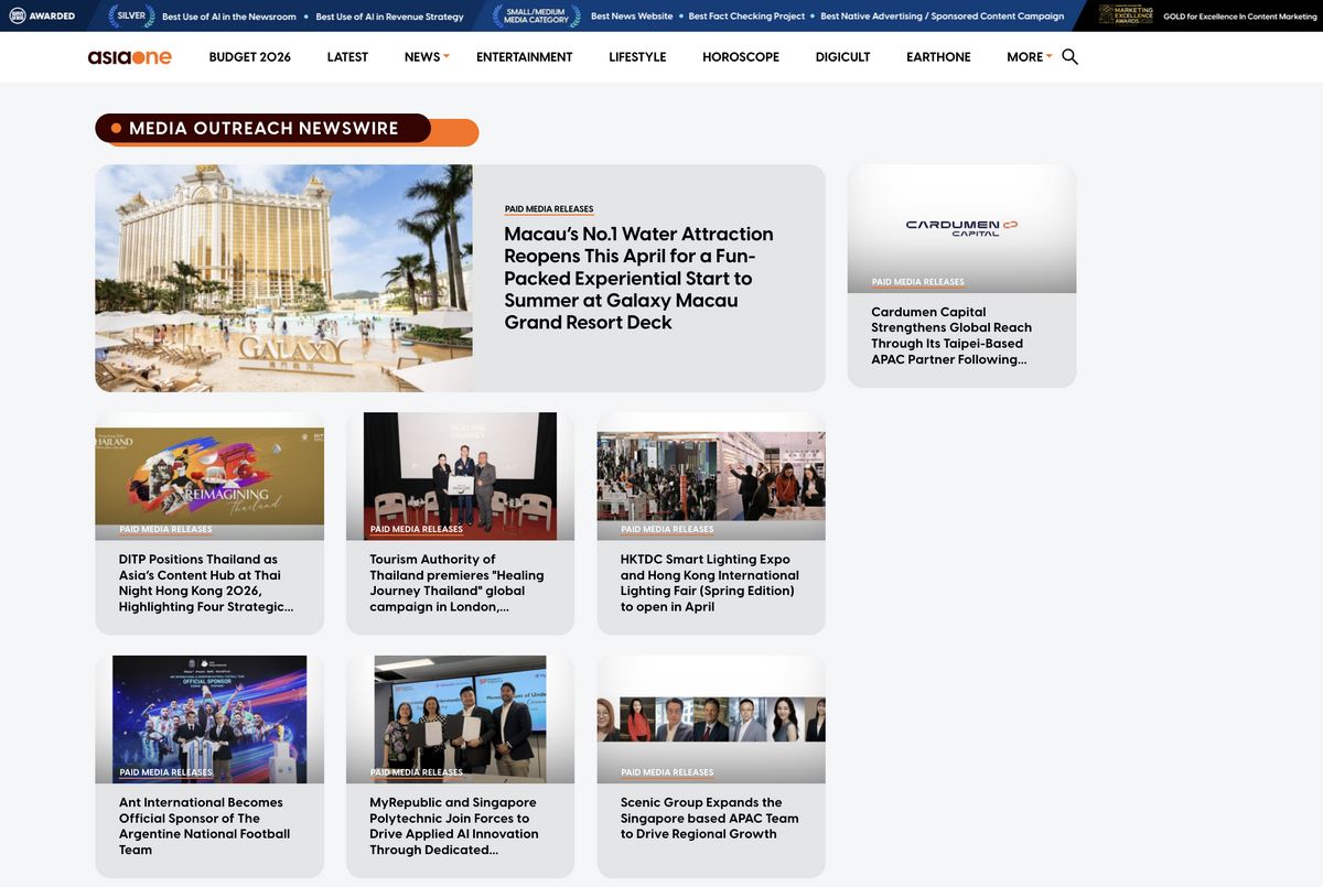 MAY PR 2026 03 19 170426 Media OutReach Newswire Further Strengthens Singapore and Asia Pacific Reach with Strategic AsiaOne Partnership