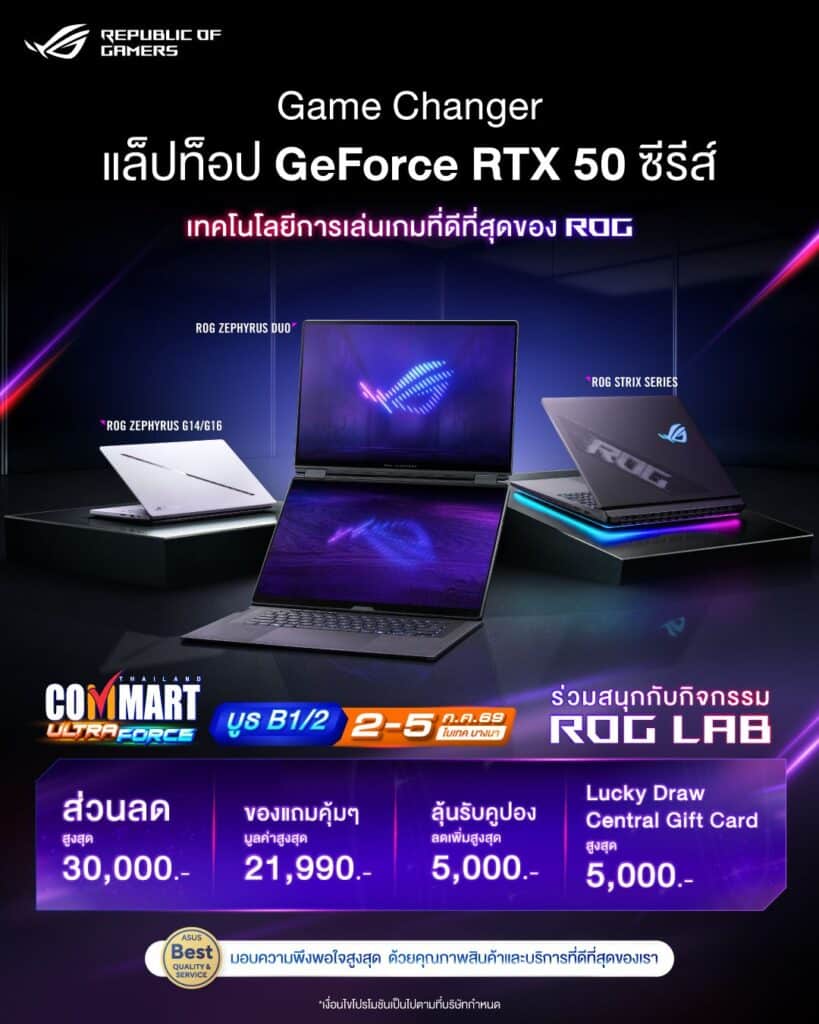MAY PR 2026 06 26 175004 2 ASUS และ ROG ชวนช้อปงาน “COMMART UltraForce” ลดสูงสุด 6,000 บาท จัดเต็มของแถมสุดคุ้ม พร้อมลุ้นรับ Lucky Draw
