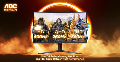 AOC New G4 Series Gaming Monitors Built For Triple Refresh Rate Performance AOC New G4 Series Gaming Monitors Built For Triple Refresh Rate Performance
